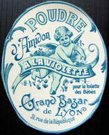 ETIQUETTE DE PARFUM TRES ANCIENNE PERFUME POUDRE AMIDON A LA VIOLETTE TRES BON ETAT - Etiquetas