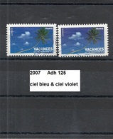 Variété Adhésif De 2007 Oblitéré Y&T N° Adh 125 Nuance - Oblitérés