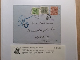Denmark 1931 Postage Due Cover From GB FARNHAM > Kolding (lettre Brief Perfin Lösenmarken Porto Danmark - Impuestos