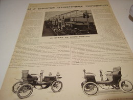 ANCIENNE PUBLICITE VOITURE  DE DION BOUTON EXPOSITION 1899 - Coches
