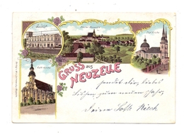 0-1222 NEUZELLE, Lithographie 1902, Bahnhof, Kirchen, Kloster, Bahnpost Berlin - Liegnitz - Neuzelle