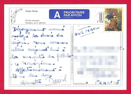 Carte Postale Moderne - Poste Aérienne - Voyagée De Norvège Vers La France - Oblitérés