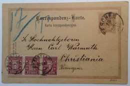 Norway 1895 Postage Due Österreich Postal Stationery (porto Ganzsache Polen Poland Czechoslovakia Austria Cover Brief - Covers & Documents