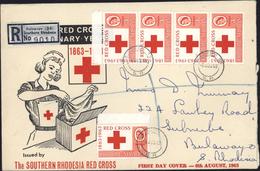 Enveloppe First Day Cover 6 8 1963 The Southern Rhodesia Red Cross Recommandé R Bulawayo N9010 Southern R YT 48 X5 - Rhodesia & Nyasaland (1954-1963)