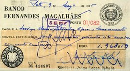 PORTUGAL, Cheques, F/VF - Ongebruikt