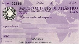 PORTUGAL, Cheques, F/VF - Nuovi