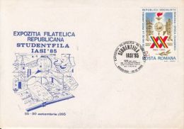 71728- IASI STUDENTS PHILATELIC EXHIBITION, SPECIAL COVER, 1985, ROMANIA - Covers & Documents