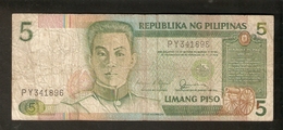 T. Philippines Republika Ng Pilipinas Limang Piso 5 Pesos ( 1956 ) Emilio Aguinaldo Ser. PY 341896 - Philippines