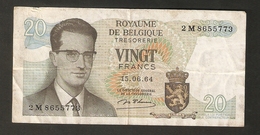 T. Belgium Royaume De Belgique Tresorerie VINGT Francs 20 Frank 1964 # 2 M 8655773 - Otros & Sin Clasificación