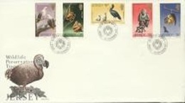 Jersey 1979, Bats, Dodo, Gorilla, Pigeon, 5val In FDC - Gorillas