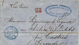 1866 - Lettre De ST DENIS  En P D  " Via Suez "  Pour  Castres - Storia Postale