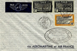 18 Avril 1937 - 1 ère Liaison Postale  LOME - COTONOU  Affr. à 4,50 F  ( A M Et A F ) Saulgrain N°7 - Otros & Sin Clasificación