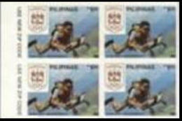 PHILIPPINES 1988 Olympics Seoul P1 Diving Tortoise MARG.IMPERF.4-BLOCK - Immersione