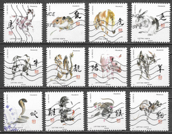 France - Signes Astrologiques Chinois - Y&T N° 1374 / 1385 - Oblitérés - Lot 802 - Adhesive Stamps