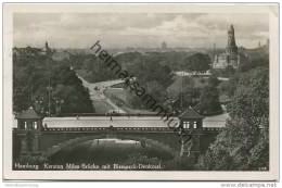 Hamburg - Kersten Miles Brücke Mit Bismarck-Denkmal - Foto-AK - Wandsbek