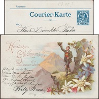 Bavière 1897. Poste Privée Courier De Munich. Bavarois Dans Les Montagnes. Edelweiss, Chapeau - Montagne