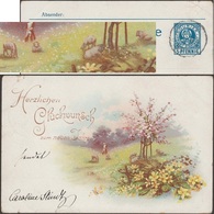 Bavière 1897. Poste Privée Courier De Munich. Entier Postal. Berger Avec Ses Moutons, Fleurs Alpines - Agriculture