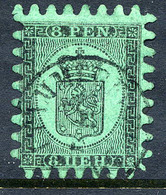 FINLAND 1866 8 P. Black/green Roulette III, Used. SG 46, Michel 6 Cx - Used Stamps