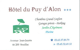 Carte De Visite De L'Hôtel Du Puy D'Alon, Souillac (vers 1999/2000) - Visiting Cards