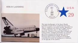 1993 USA Space Shuttle Columbiar STS-55 Landing Commemorative Cover - América Del Norte