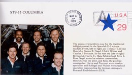 1993 USA Space Shuttle Columbiar STS-55 Seven Crewmembers Commemorative Cover - America Del Nord