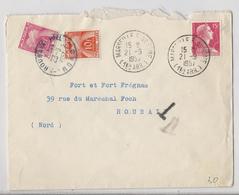 Lettre De Marseille à Roubaix - 1957 - Affranchie à 15 Frs Et Taxée à 15 Frs - 1859-1959 Covers & Documents