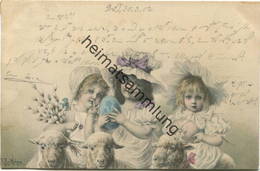 Kinder - Schafe - Ostereier - Signiert R. R. V. Wichera Gel. 1902 - Wichera