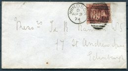 1874 GB 1d Red 'AR' Plate Cover Windsor 896 Duplex - Edinburgh. Grenadier Guards Army - Covers & Documents