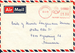 Sweden Air Mail Cover With Meter Cancel Uddevalla 22-2-1979 Sent To Denmark - Covers & Documents