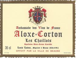 ETIQUETTE BOURGOGNE - ALOXE CORTON CHAILLOTS - LATOUR à BEAUNE - 36cl - Bourgogne