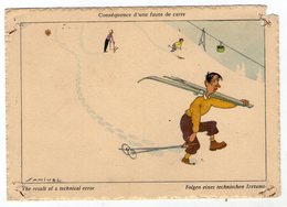 CPSM     HUMOUR   SPORTS D HIVER   ILLUSTRATEUR SAMIVEL   CONSEQUENCE D UNE FAUTE DE CARRE - Samivel