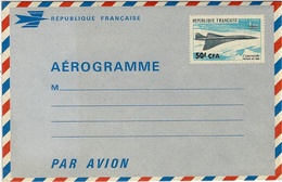 AEROGRAMME- E P - Avion Concorde   50 F  C F A  S. 1 F  Bleu  - SUPERBE QUALITE - Cartas & Documentos