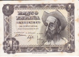 BILLETE DE ESPAÑA DE 1 PTA DEL AÑO 1951 SIN CIRCULAR EL QUIJOTE  SERIE G (UNCIRCULATED) CON MANCHAS - 1-2 Pesetas