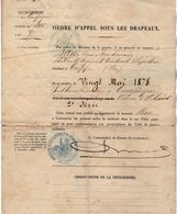 VP12.510 - PARIS 1878 - Ordre D'Appel Sous Les Drapeaux Soldat BAN Au 13 ème Rgt Tal D' Infanterie CREPY X COMPIEGNE - Documenti