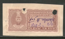 India Fiscal Nabha State 1Re King Type 11 KM 116 Court Fee Revenue Stamp # 1168C - Nabha