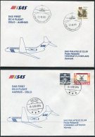 1989 Norway / Denmark  2 X SAS First Flight Covers. Oslo / Aarhus - Covers & Documents
