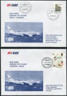 1993 Norway / GB  2 X SAS First Flight Covers. Oslo / London - Briefe U. Dokumente