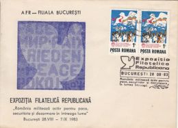 71904- PEACE, BUCHAREST PHILATELIC EXHIBITION, SPECIAL COVER, 1983, ROMANIA - Cartas & Documentos
