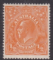 Australia SG 56 1923 King George V,half Penny Orange, Single Watermark, Invented, Mint Never Hinged - Mint Stamps