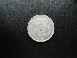 RÉPUBLIQUE  DÉMOCRATIQUE ALLEMANDE : 5 PFENNIG   1972 A   KM 9.1    SUP - 5 Pfennig