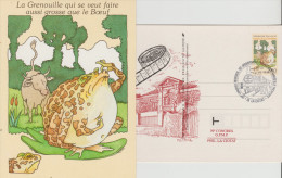Entier Repiqué Fable De La Fontaine =1 Carte Oblitéré.1995 La Ciotat  .la Grenouille Et Le Boeuf - AK Mit Aufdruck (vor 1995)