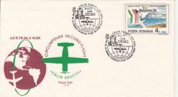 POLAR FLIGHTS, CALIN ROSETTI CIRCUMPOLAR RECORD FLIGHT, SPECIAL COVER, 1992, ROMANIA - Vuelos Polares