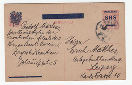 SHS Croatia - Overprinted Hungarian Postal Stationery Postcard Travelled 1919 To Leipzig Bb180612 - Croacia