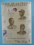 Encart Sur Soie  Ed. AMIS Héros De La France Combattante Maréchal De Lattre Leclerc Liberation Juin 1984 - WO2