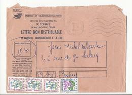 Enveloppe Lettre Non Distribuable Pour Iwuy - 1980 - Taxée à 1,30 Frs - 1960-.... Lettres & Documents
