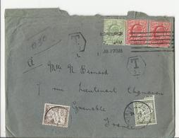 Lettre D'Edimbourg Pour Grenoble - 1909 - Taxée à 30 Cts (avec Correspondance à L'intérieur) - 1859-1959 Covers & Documents