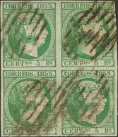 1º Y 2º Centenario. º 20(4) 1853. 5 Reales Verde, Bloque De Cuatro. MAGNIFICO. 2014 1090. - Sonstige & Ohne Zuordnung