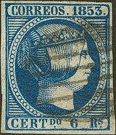 1º Y 2º Centenario. º 21 1853. 6 Reales Azul (invisible Puntito Claro). Color Intenso. MAGNIFICO. 2018 610. - Sonstige & Ohne Zuordnung