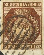 1º Y 2º Centenario. Fragmento 22 1853. 1 Cuarto Bronce Dorado, Sobre Fragmento. MAGNIFICO. Cert. EXFIMA. 2018 745. - Altri & Non Classificati