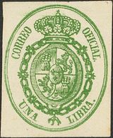 1º Y 2º Centenario. (*) 38P 1855. 1 Libra Verde Sobre Blanco. ENSAYO DE COLOR. MAGNIFICO Y RARO. - Autres & Non Classés
